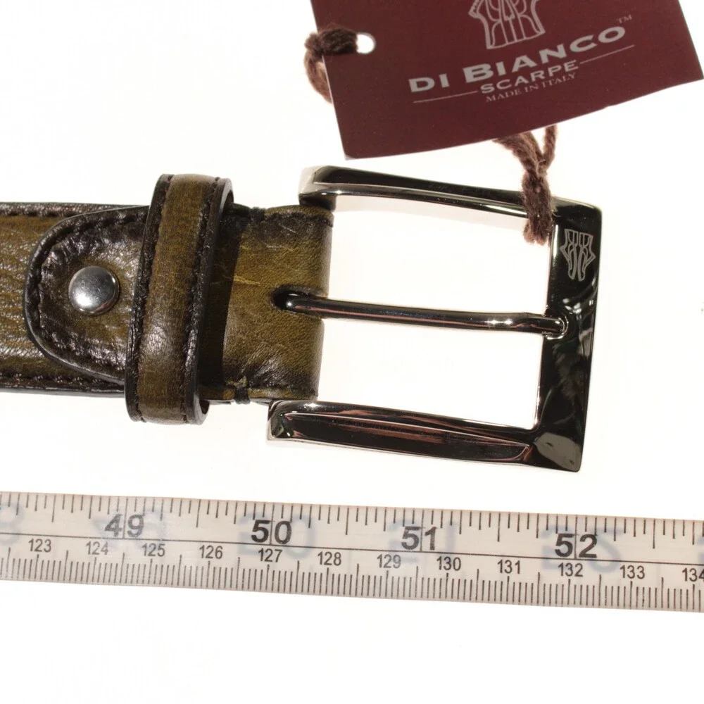 Di Bianco NWT Cut to Size Dress Belt In Green Pebbled Leather One Size